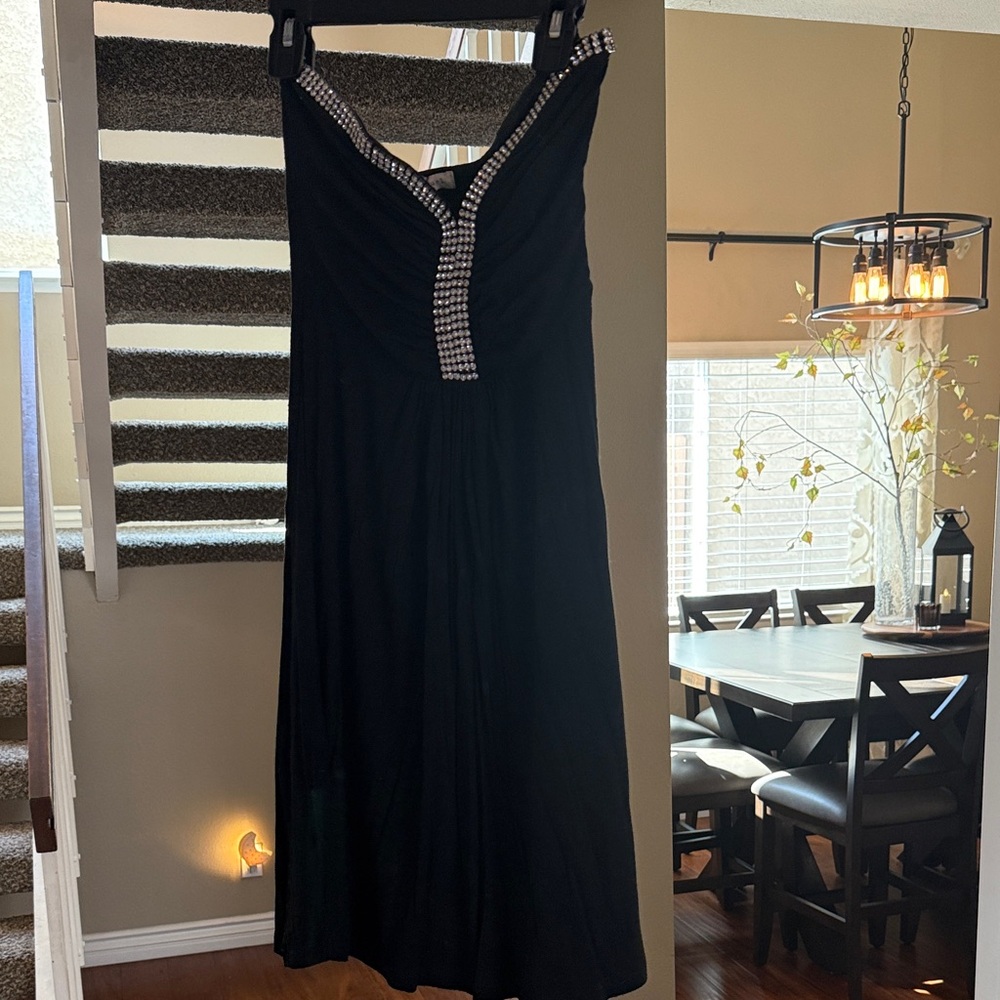 Phanuel Black Strapless Dress with Embellished Neckline